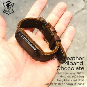 Dây Đồng Hồ Miband Da Nâu Socola - RAM Leather